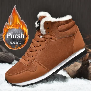 Winter Snow Boots Men Plush Warm Women Boots Suede Leather