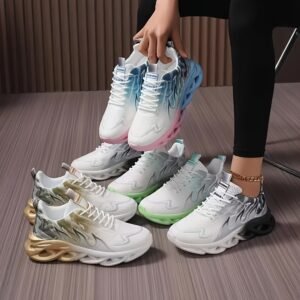 Women's Fashion Sneakers Breathable Fabric Running Shoes with Twisted Fruit Pattern