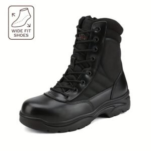 Wide Version Men's Rugged Tactical Steel Toe Work Boots - Safety Industrial & Construction Work Boots