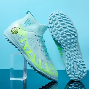 Women's High-Top Soccer Cleats - Non-Slip, Breathable with Red Accents
