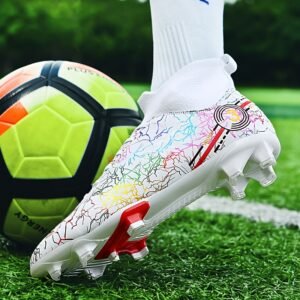 Women's High-Top Football Shoes Breathable Lightweight Outdoor Soccer Cleats with Long Studs