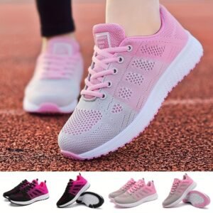 Breathable Lightweight Lace Up Women's Running Shoes - Low Top Mesh Casual Sneakers - Training Footwear
