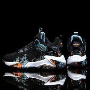 Men's Mid-top Lace-up Flying Woven Rubber Soles Basketball Shoes