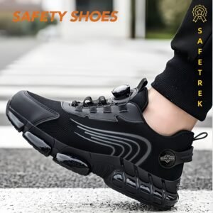 Industrial Rotary Button Safety Shoes | Quick-Lock Steel Toe Protection for Heavy Work