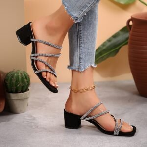 Women's Rhinestone-Embellished Platform Sandals