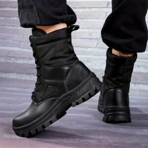 LEIJOP Men'S & Women'S Black High-Top Hiking Boots