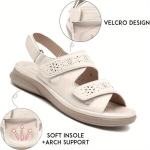 CentroPoint Women's Orthotic Arch Support Walking Slides - Open Toe Hook & Loop Sandals with Insole